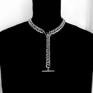 LUXE LARIAT – Stainless Steel Drop Bar Necklace | Chunky Minimalist Y2K Chain | Alt Streetwear Statement Jewelry for Men & Women