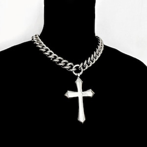 PRAY FOR ME – Stainless Steel Cross Necklace | Chunky Gothic Punk Choker | Y2K Statement Jewelry for Men Women Alt Streetwear Gift