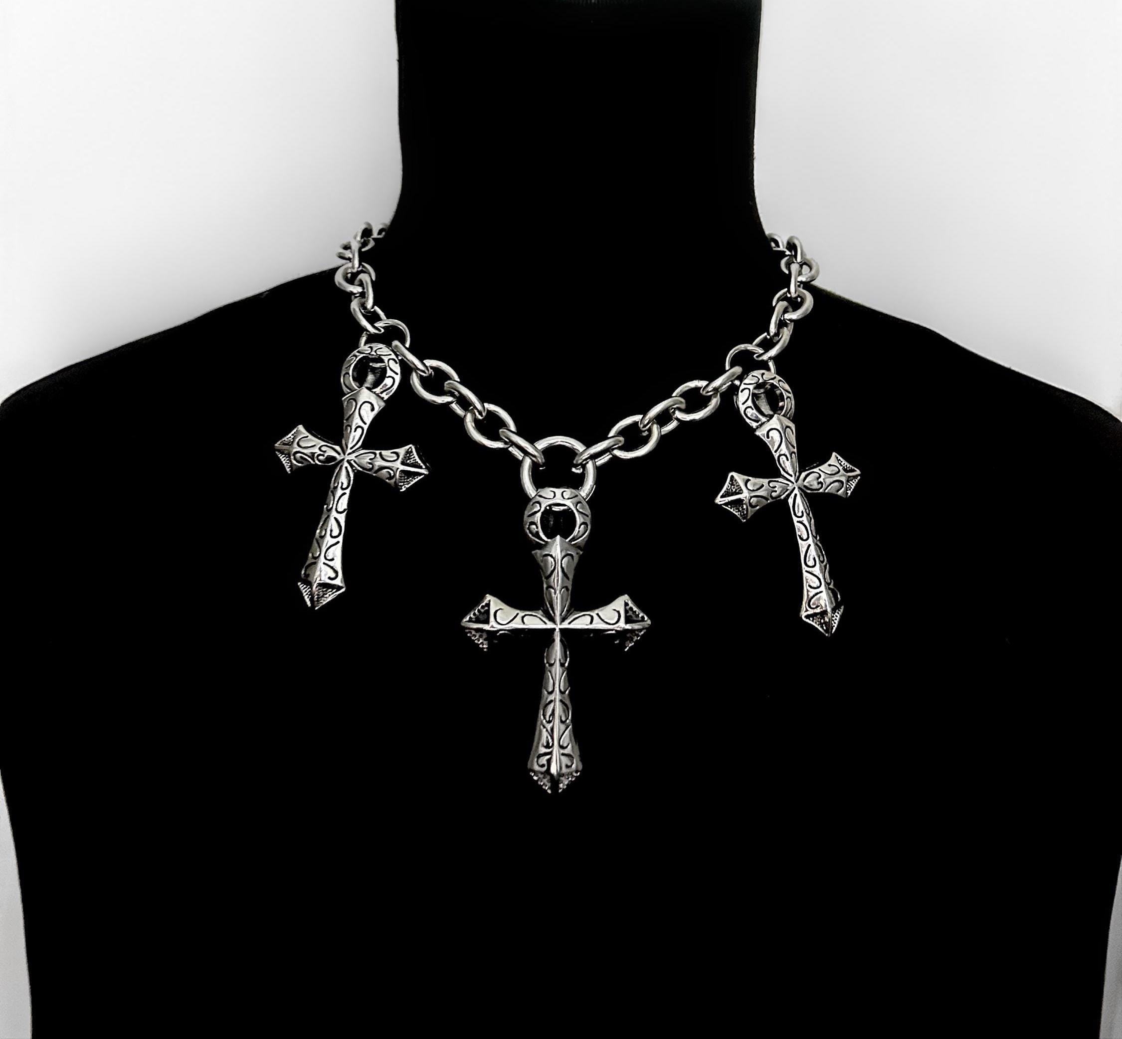 小物 Mad Punk Cross Chain n Belt Arm Cover Sacina Black Cross Chain belt, Waist Belly Chain, Gothic