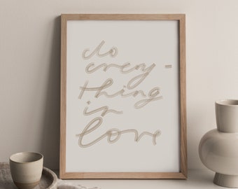 Christian poster - "Do everything in love" - Beige, modern, minimalist, lettering