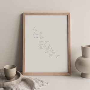 Poster Illustration "BIRDS" - Schwarz weiß, minimalistisch