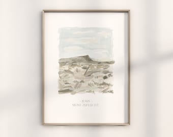 Christian poster drawing "Jesus my refuge" - Art, Landscape
