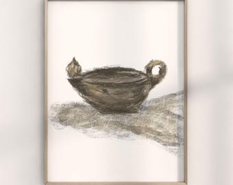 Oil Lamp Poster – "LIGHT" Minimalist Wall Art, Art Print in Earth Tones