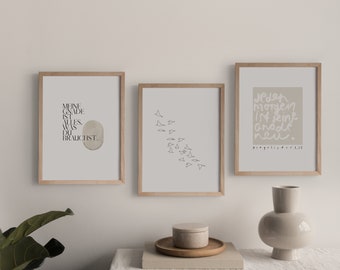 3er Set Poster Christlich - Beige, neutral, minimalistisch, modern