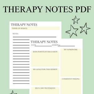 Therapy Notes for Client Printable Notes Digital Therapy Etsy