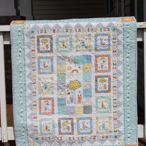 34x41 Baby Quilt Handmade Bunnies and Sheep