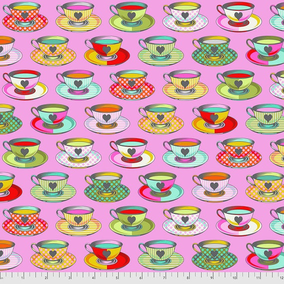 3 colors Tea Time Tula Pink Curiouser and Curiouser 100 percent cotton High Quality Quilting Fabric sold by the yard.