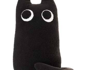 Black Cat Plush, Black Cat Stuffed Animal, Black Cat Plushie, Cat Lover Gift - Handmade Soft Doll 8 inches