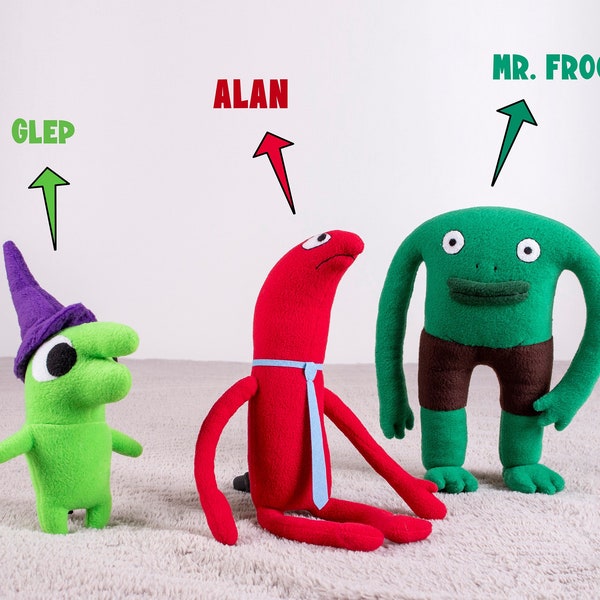 Smiling Friends Glep Alan MR Frog plush Handmade soft toy