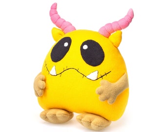 Monster Plush Toy Handmade Custom Yellow Monster Soft Toy Kawaii Plush - Made To Order 11"