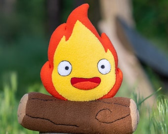 Calcifer Plush, Anime Fire Demon Doll Handmade Soft Toy, Perfect Gift for Birthdays - Made To Order 9.8"