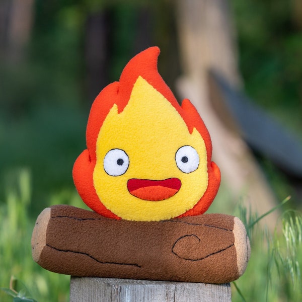 Calcifer Plush, Anime Fire Demon Doll Handmade Soft Toy, Perfect Gift for Birthdays - Made To Order 9.8"