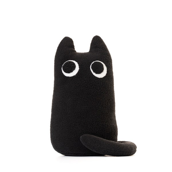 Black Cat Plush, Black Cat Stuffed Animal, Black Cat Plushie, Cat Lover Gift - Handmade Soft Doll 8 inches