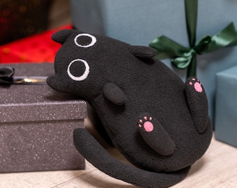 Black Cat Plush, Custom Cat Toys 8 inches - Made to order