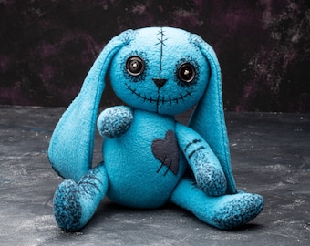 Creepy Bunny plush, Easter Bunny plush, Cute Bunny plush toy, Rabbit soft doll, Scary stuffed animal, Voodoo monster doll