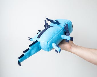 Blue Axolotl Plush - Handmade Soft Toy Axolotl Game Doll 15"