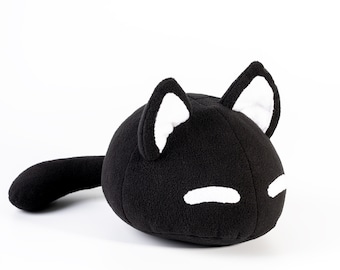 Mewo Omori Plush, Black Cat Soft Toy, Handmade Cat Doll, Made To Order