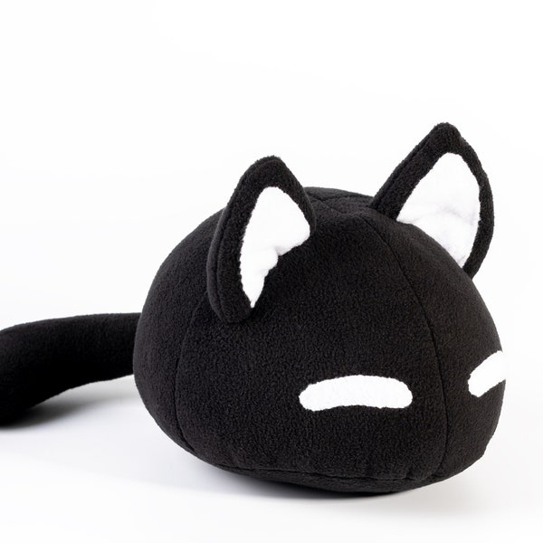 Mewo Omori Plush, Black Cat Soft Toy, Handmade Cat Doll, Made To Order