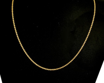 18K Solid Gold Rope Chain Necklace, Daily Wear