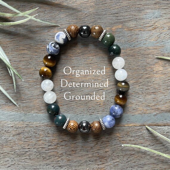 Genuine Moonstone, Bloodstone, Sodalite, Tiger Eye Gemstone Bracelet, Healing Crystal Life Path #4, Organized, determination, handmade,