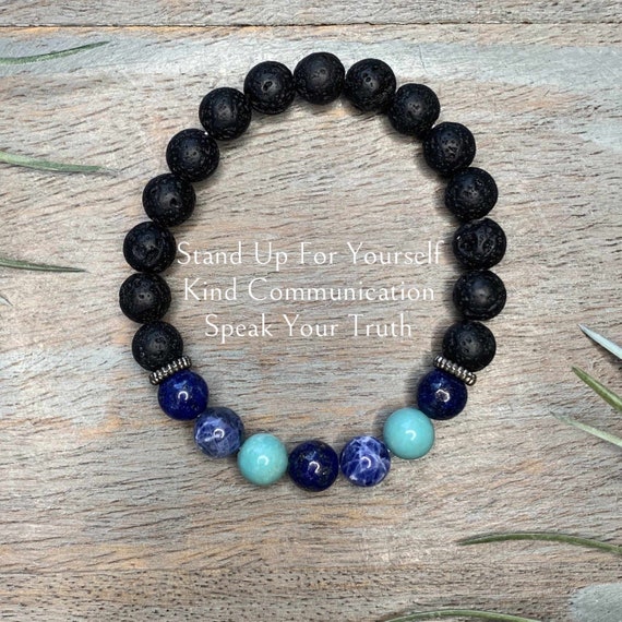 Genuine Throat Chakra Aromatherapy Healing Crystal Gemstone Bracelet sodalite, lapis lazuli, turquoise, confidence, communication,