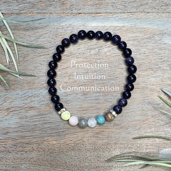 Healing Crystal Scorpio Zodiac Gemstone Bracelet, protection, intuition, communication