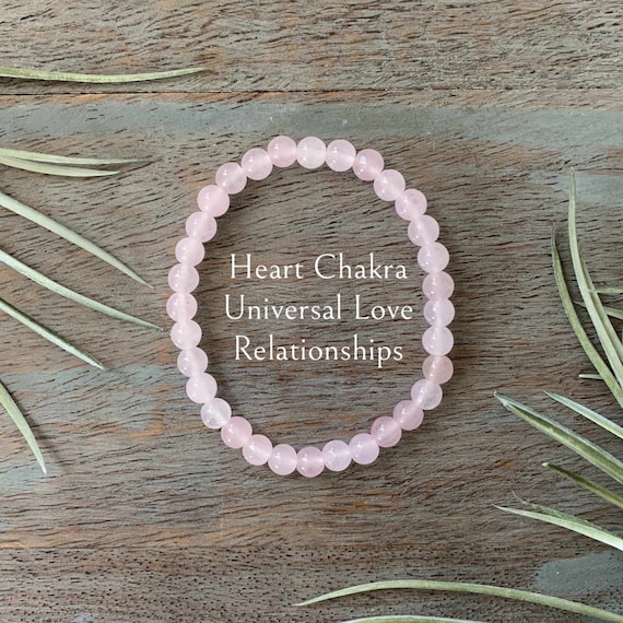Healing Crystal Rose Quartz Gemstone Bracelet 6mm, Love, Self-Love, Relationships, Heart Chakra