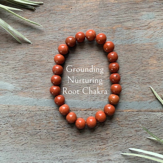 Genuine Red Jasper Healing Crystal Gemstone Bracelet 8mm, Yoga Jewelry, Root Chakra, Nurturing, Stability, Insight, Grounding,