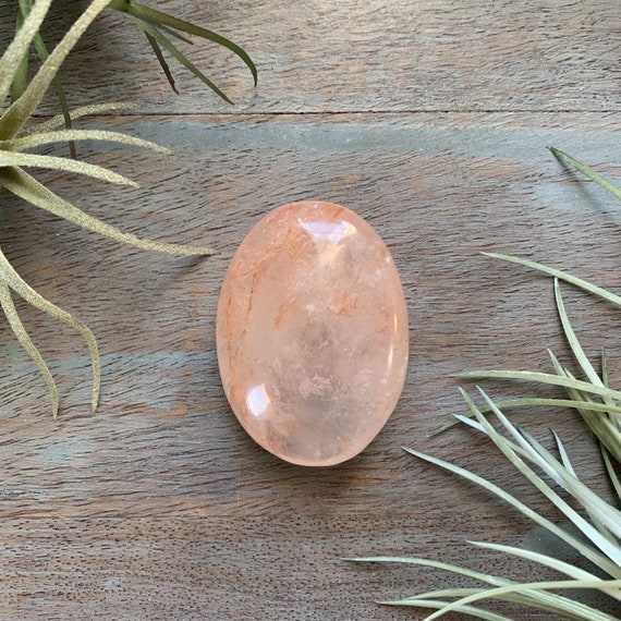 Genuine Hematoid Quartz Palm Stone - C; Healing Crystal, balance scattered energy and emotions, manifestation, grounding,