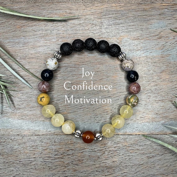 Genuine Ocean Jasper, Citrine and Carnelian Healing Crystal  Gemstone Bracelet, Confidence, Motivation, Optimism, Personal Power, Joy,