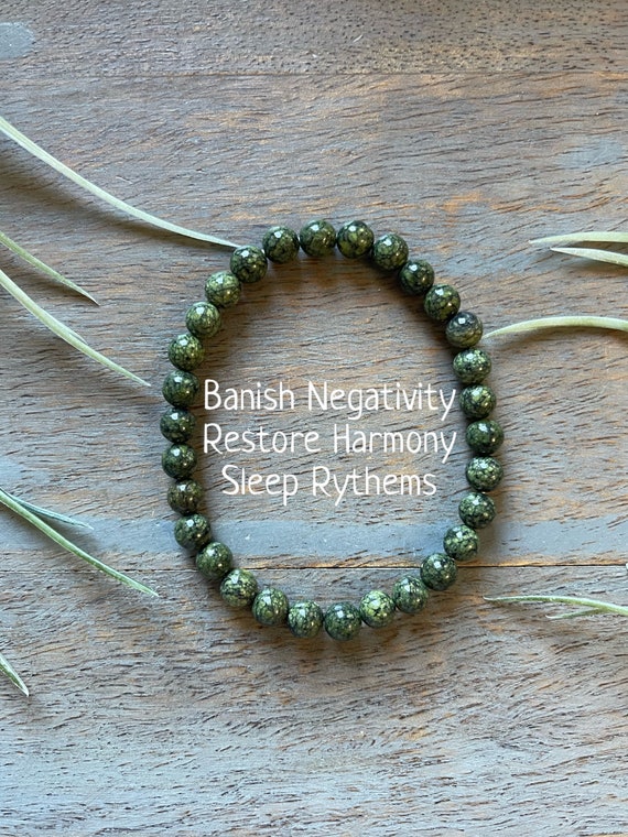 Genuine Green Jasper Healing Crystal Gemstone Bracelet, 6mm, Banish Negativity, Restore Harmony, Proper Sleep Patterns, handmade,