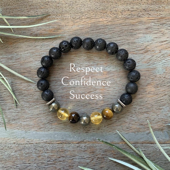 Genuine Solar Plexus Chakra Aromatherapy Healing Crystal Gemstone Bracelet, Citrine, Pyrite, Tiger Eye, respect, confidence, success,