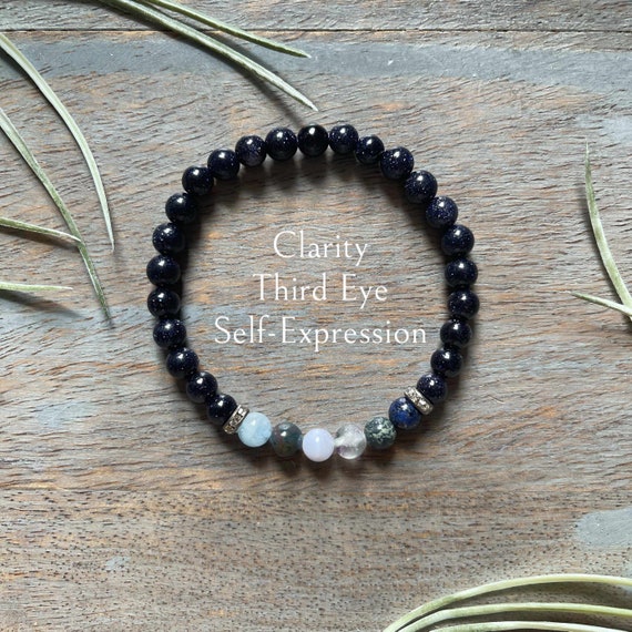 Genuine Pisces Zodiac Healing Crystal, Astrology Gemstone Bracelet, 6mm, intuition, third eye, clarity, soothing, self-expression, handmade,