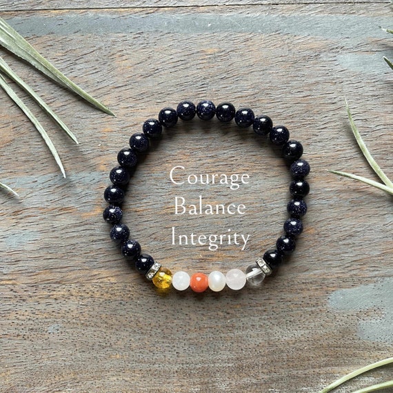 Genuine Cancer Zodiac Healing Crystal Astrology Gemstone Bracelet 6mm, courage, integrity, love, personal power, balance,