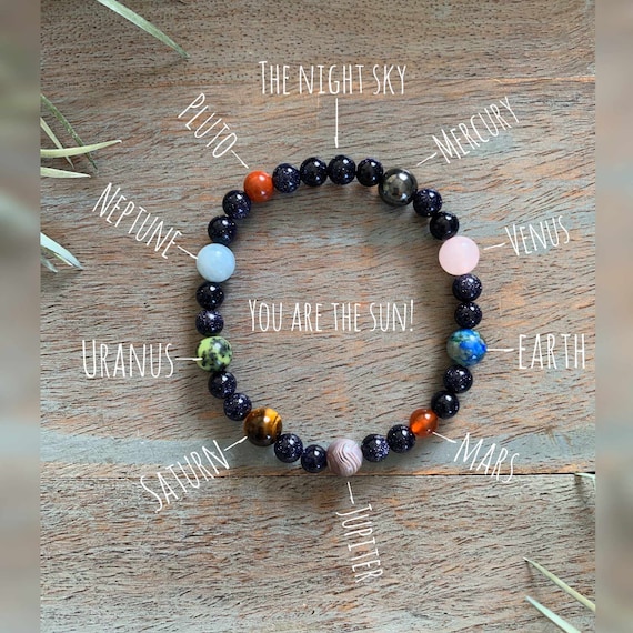 Solar System Healing Crystal Gemstone Bracelet, stability, universal energies, tiger eye, hematite, carnelian, azurite, agate, handmade,