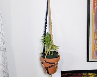 Macrame plant hanger, Rope Hanging planter, Bright colored wall planter indoor, Rope window planter, Pot holder, Simple boho decor