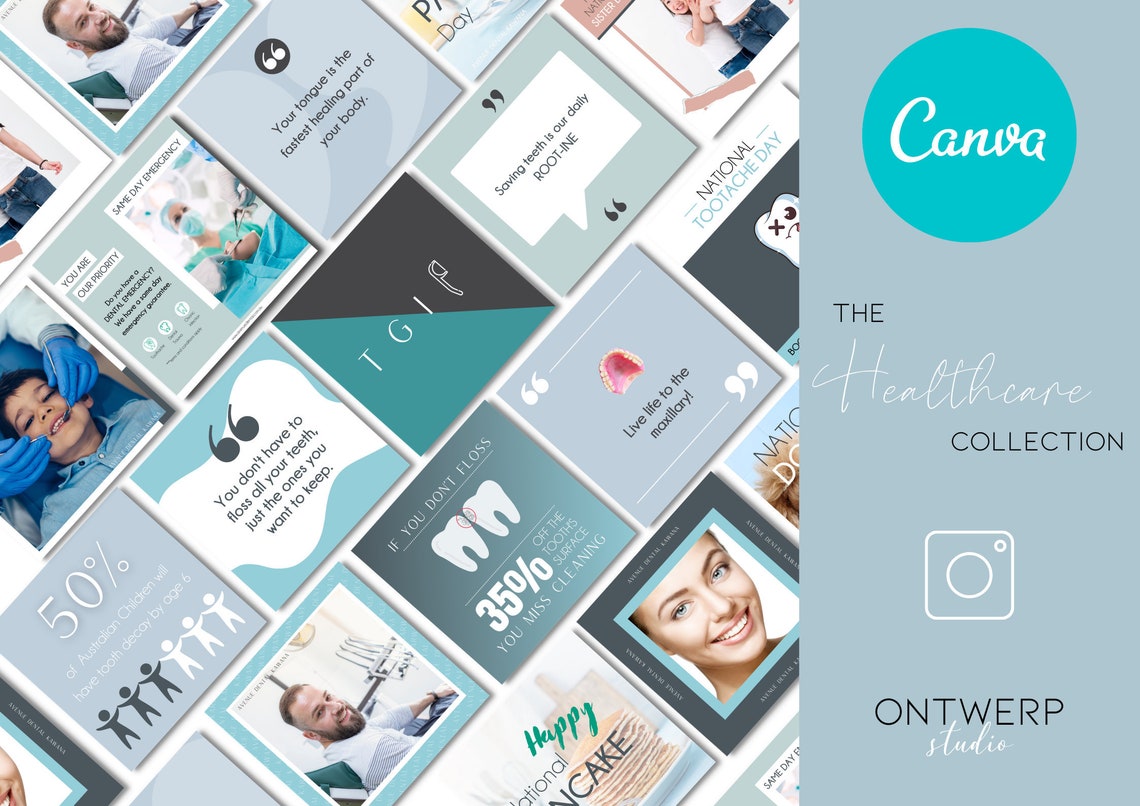 100 Instagram Post Templates Canva Dental templates | Etsy