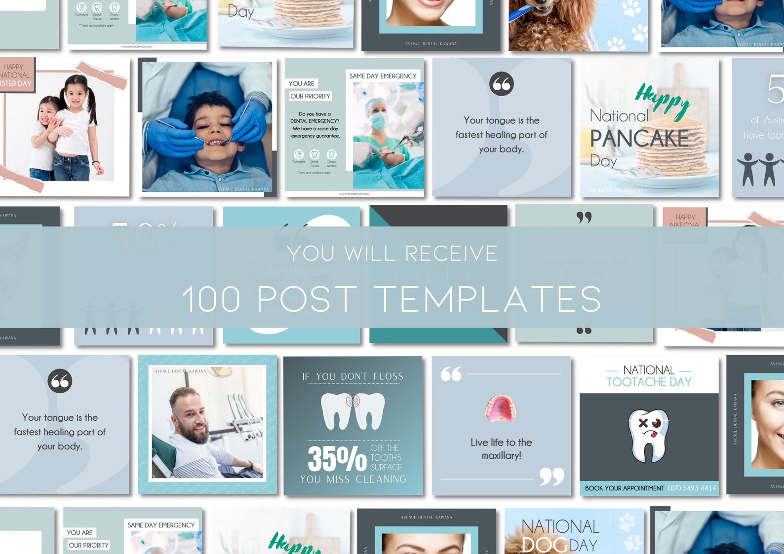 100 Instagram Post Templates Canva Dental Templates Etsy