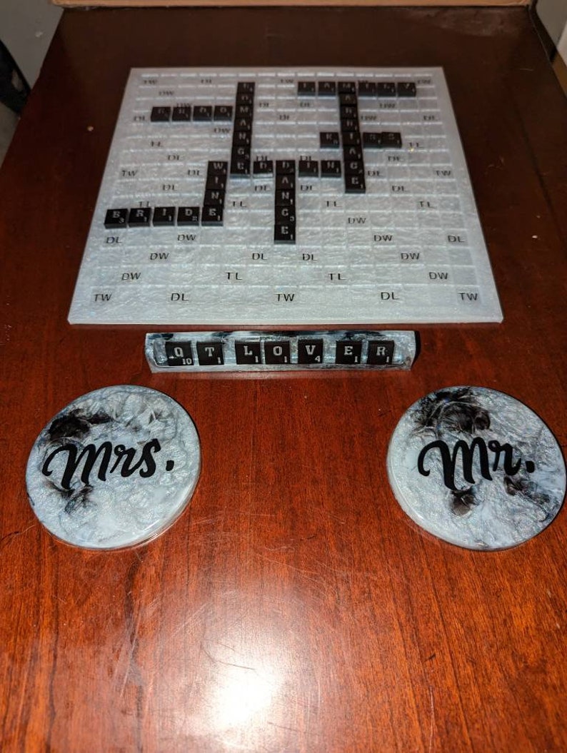 Epoxy Resin Scrabble / Homemade Scrabble Board / Scrabble / Etsy