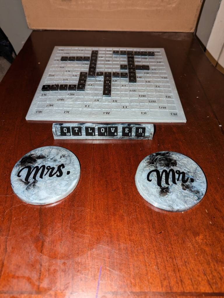Epoxy Resin Scrabble / Homemade Scrabble Board / Scrabble / Etsy