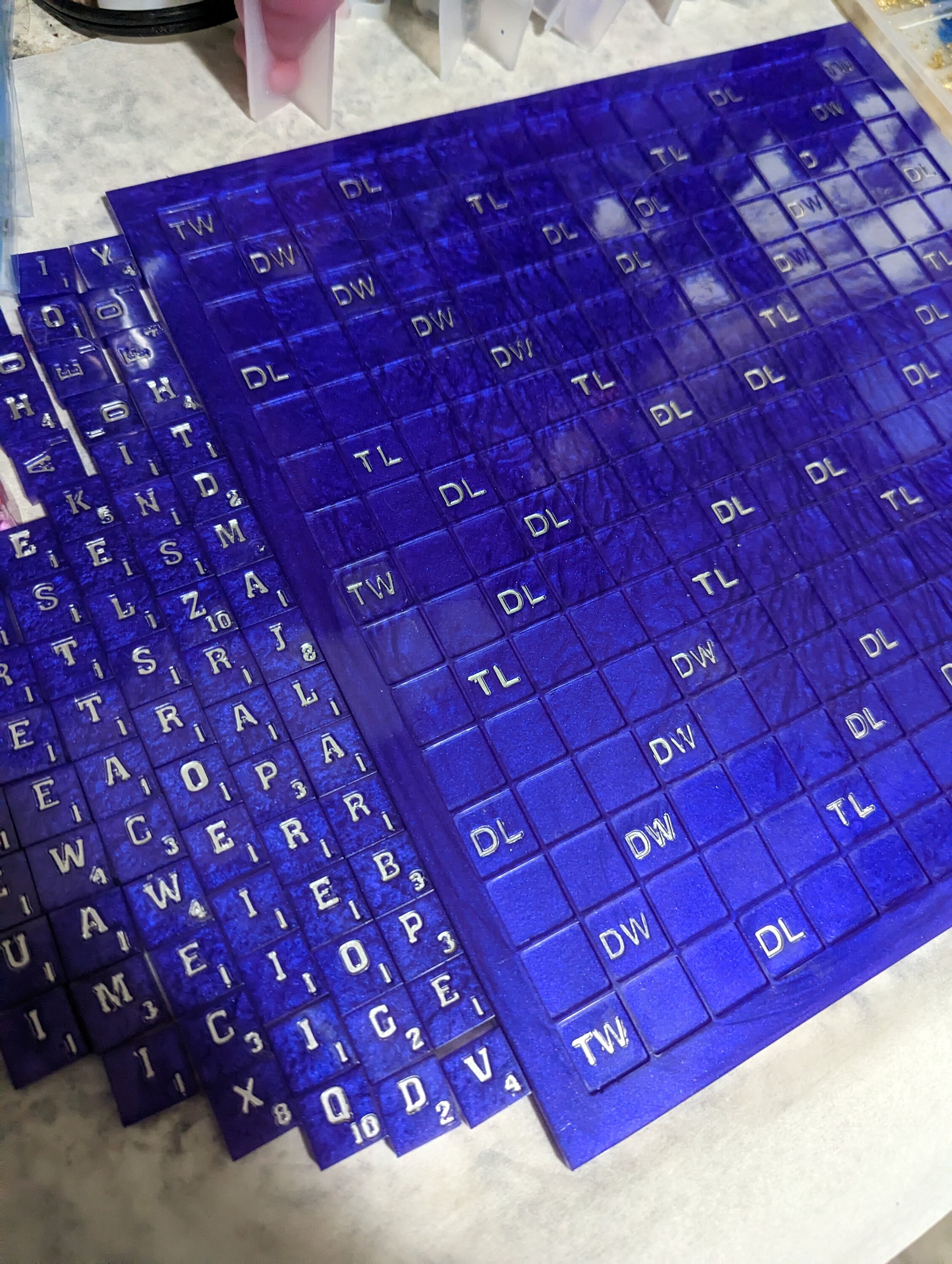Epoxy Resin Scrabble / Homemade Scrabble Board / Scrabble / Etsy