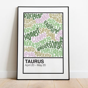 Taurus Color Swatch Print | Zodiac Art Poster Postcard | Birthday Christmas Gift