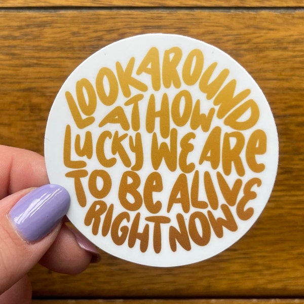 Look Around At How Lucky We Are To Be Alive Right Now | Hamilton Broadway Musical Handlettered Vinyl Sticker