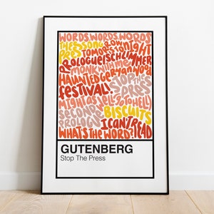 Gutenberg Broadway Musical Handlettered Color Swatch Art Print Poster