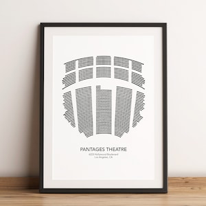 Hollywood Pantages Theatre Seating Chart Map Art Print Poster