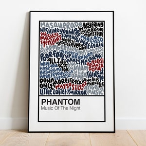 The Phantom of the Opera Broadway Musical Handlettered Color Swatch Art Print Poster