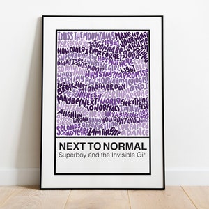 Next to Normal Broadway Musical Handlettered Color Swatch Art Print Poster