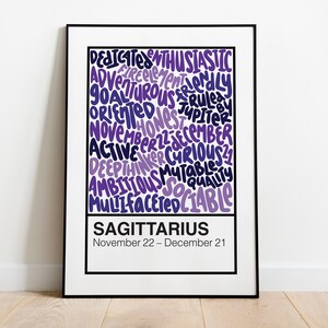 Sagittarius Color Swatch Print | Zodiac Art Poster Postcard | Birthday Christmas Gift