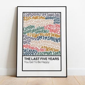 The Last Five Years Broadway Musical Handlettered Color Swatch Art Print Poster