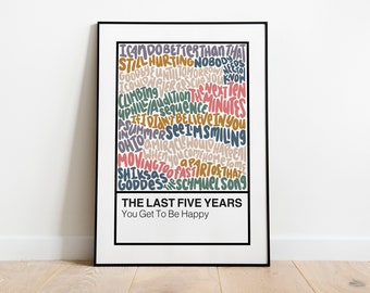 The Last Five Years Broadway Musical Handlettered Color Swatch Art Print Poster